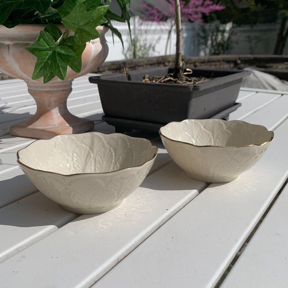Vtg Lenox Greenfield Bon Bon Bowl 2 pc Set